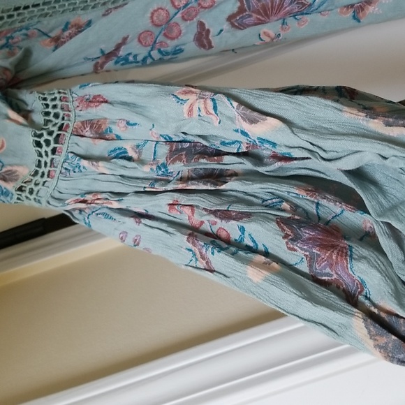 Free People Just The Two Of Us Printed Floral Lace Inset Tunic Dress, S - Picture 8 of 15